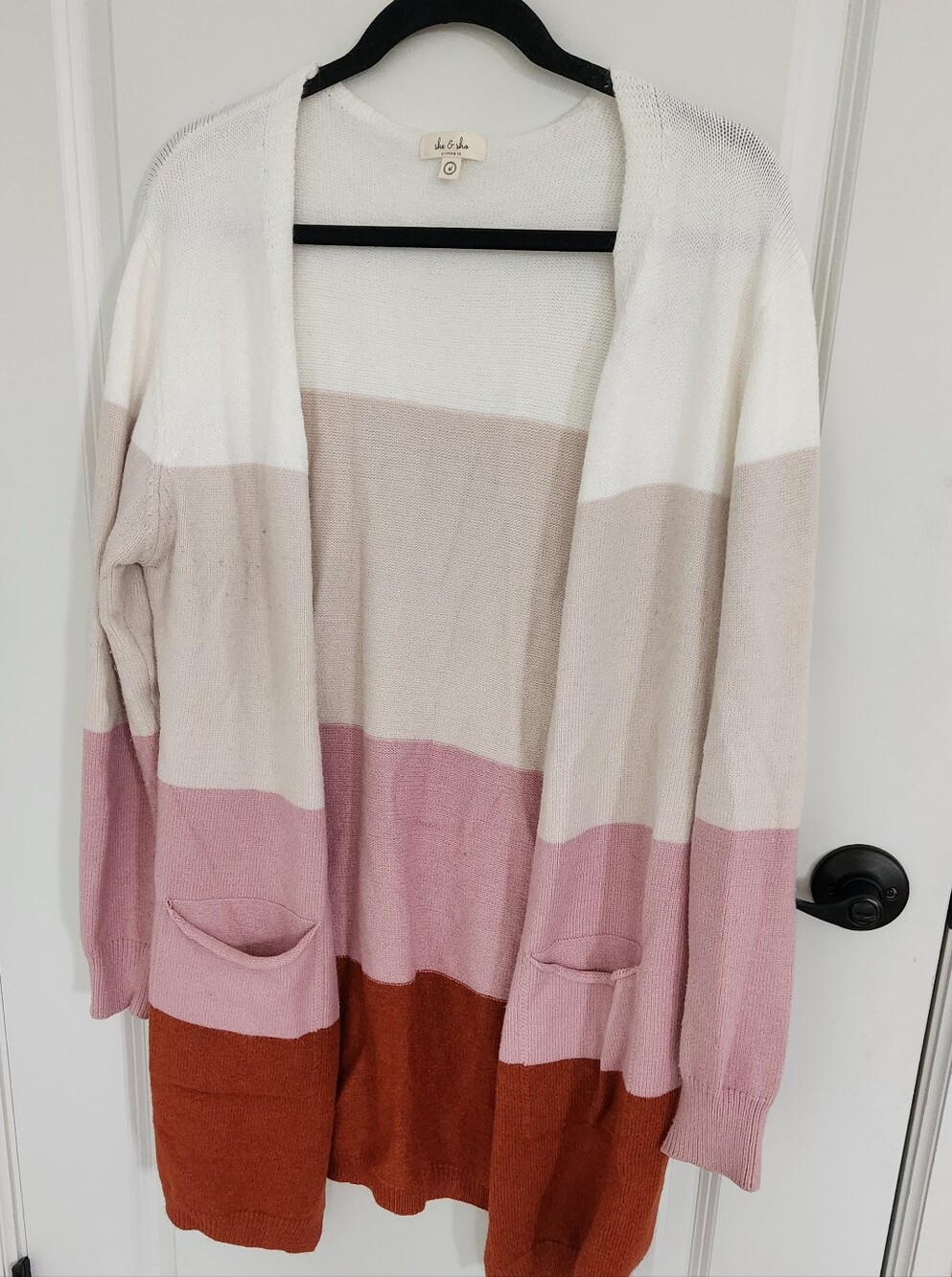 Joie-Inspired Women's Colorblock Open Cardigan - White, Cream, Pink, Rust